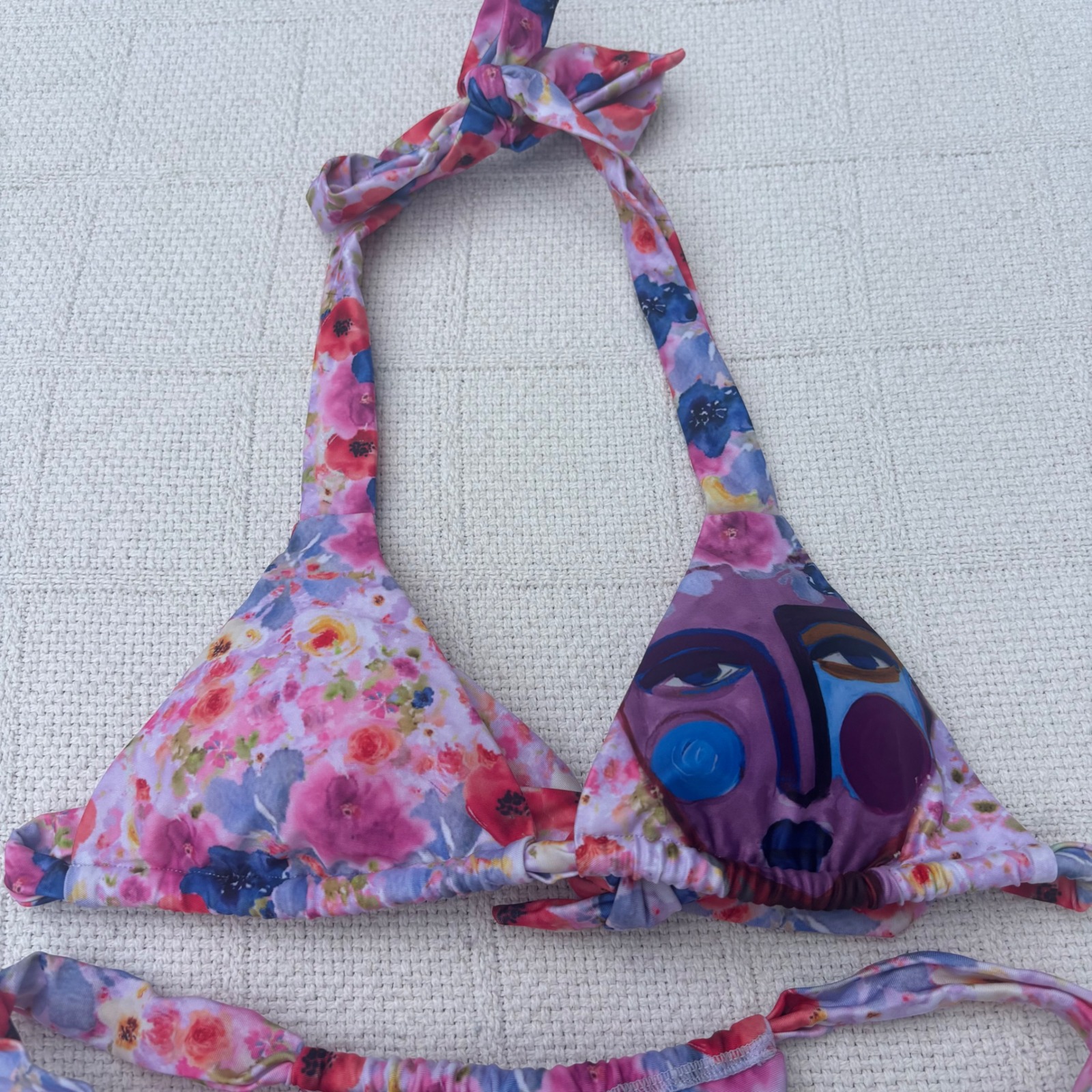 Women's S Strawberry Milk Mob Taste Of Honey Pink Floral Super Cheeky Bikini Set — image 2 of 6
